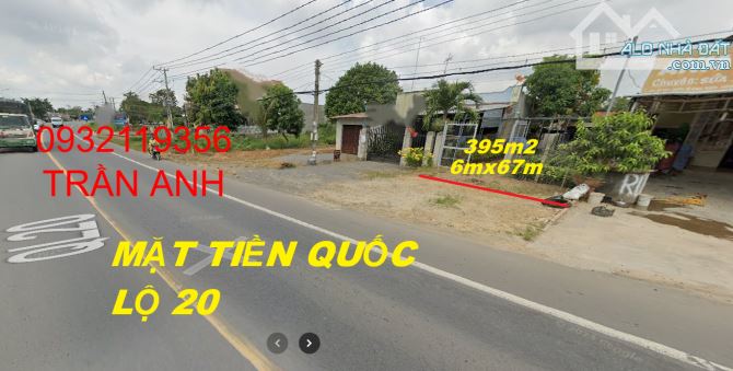 SIÊU RẺ BÁN MẶT TIỀN QUỐC LỘ 20 395m2 (6mx67m) THỔ CƯ KINH DOANH ĐA NGÀNH NGHỀ CHỈ 2TỶ4