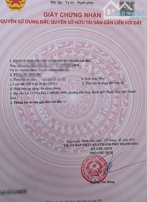 BÁN ĐẤT MB 2000 TRỤC CHÍNH ,PHÚ SƠN, TP THANH HÓA - 1