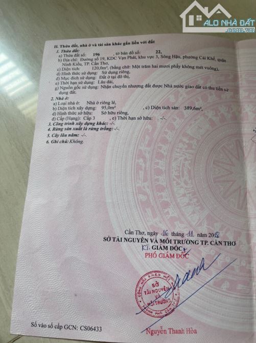 BÁN NHÀ NGHĨ ĐƯỜNG SỐ 19, KHU VẠN PHÁT, CỒN KHƯƠNG - 1