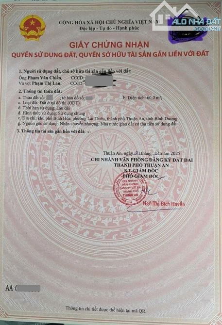 Bán nhà cấp 4 (4x15m), mặt tiền đường Lái Thiêu 16 p.Lái Thiêu, thổ cư 100% - 2