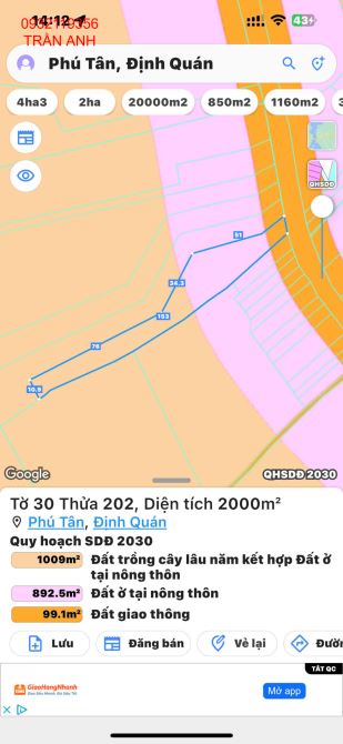 BÁN MẶT TIỀN HƯƠNG LỘ 120 2000m2(9mx155m)  THÔ CƯ KINH DOANH TỐT CHỈ 1TỶ550 - 2
