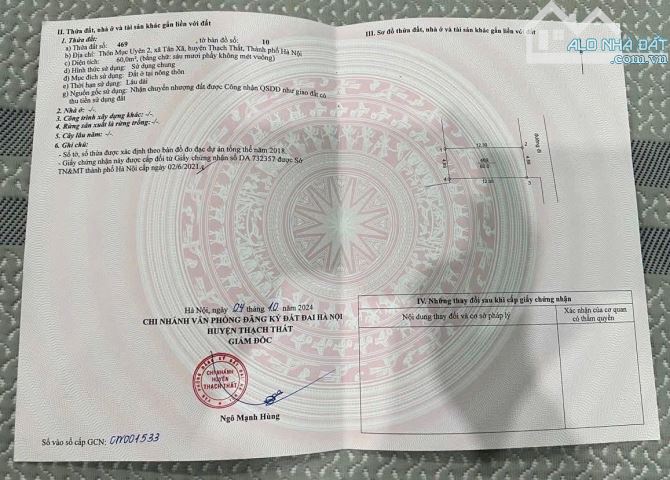 Hơn 2 tỷ sở hữu ngay 60m2 Tân Xã , Thạch Thất, Hà Nội