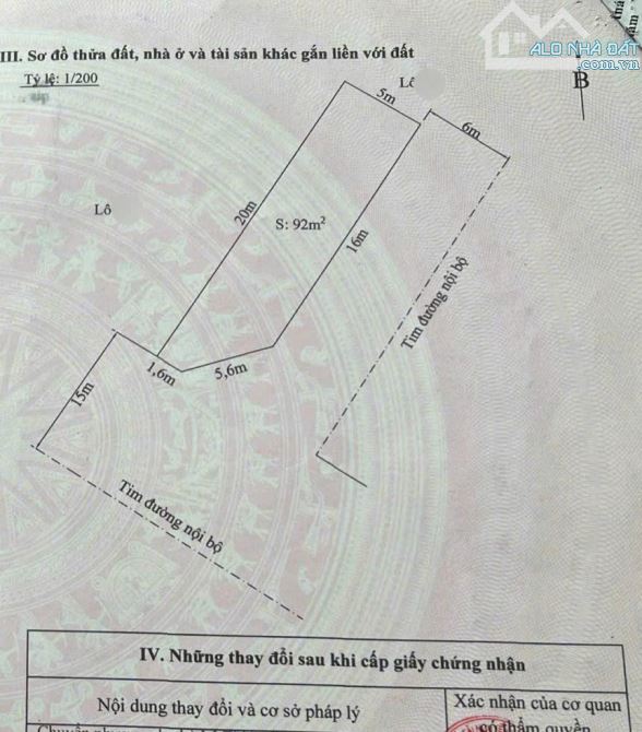 Lô góc ngã tư mặt đường 30m Đất tái định cư Gốc Lim, Đằng Hải . D.tích: 92m (ngang 5 - 2