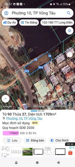 🇻🇳CCDV-MS.T23-L9 - Bán đất MT đường Hà Huy Tập P10 - Rạch Dừa tp HCM. Giá 59 tỷ - 7