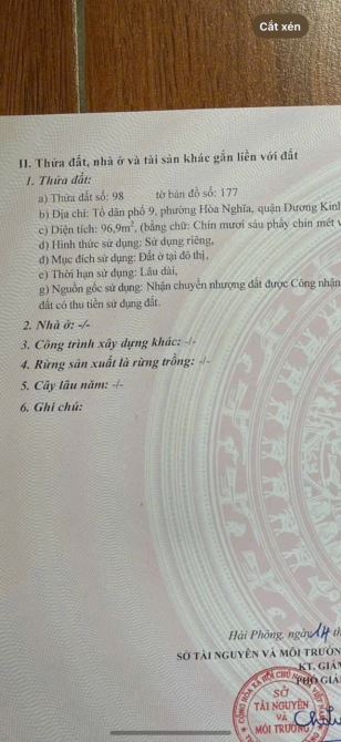 97,9m2 mặt đường tổ 9 Hoà Nghĩa - Dương Kinh Giá 2 tỷ 2xx - 1