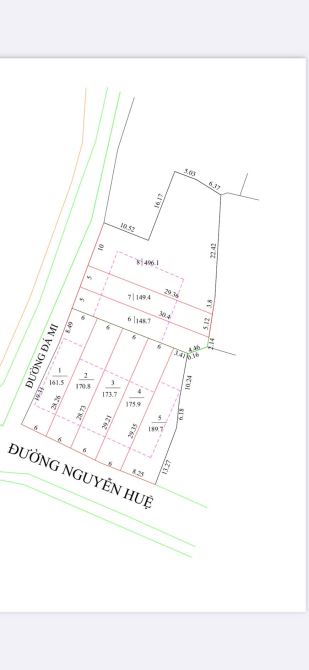 MẶT TIỀN ĐƯỜNG NGUYỄN HUỆ  ĐẤT ĐỎ - THÀNH PHỐ HỒ CHÍ MINH?     Dt mỗi lô 173 m thổ cư 80 m - 4