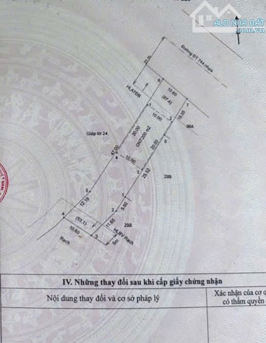 BÁN ĐẤT MT DT744, PHÚ AN, TP.BẾN CÁT, DT:10.6x59, TC200M2, SHR, GIÁ 5,5 TỶ - 5
