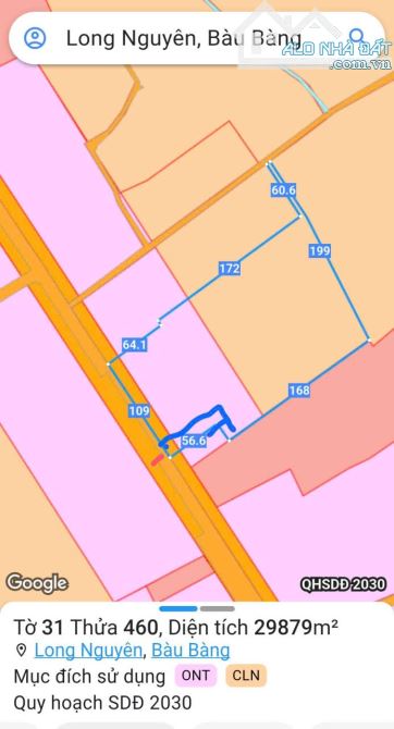 BÁN ĐẤT MT DT749A, LONG NGUYÊN, BÀU BÀNG, DT:20x62, TC100M2, SHR, GIÁ 7,0 TỶ - 6