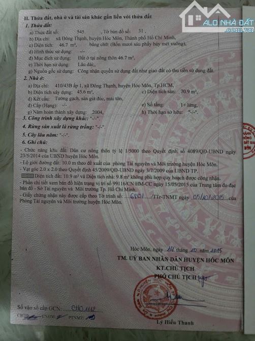 Nhà sổ riêng giá như vi bằng, 1 sẹc Hẽm Đặng Thúc Vịnh, Hóc Môn, Bao sang sổ, k quy hoạch - 7