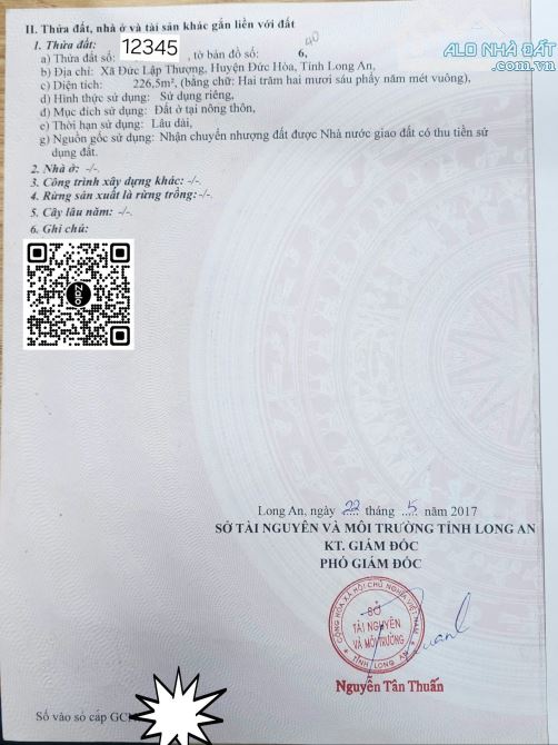 Đất Siêu Rẻ, Khu Daireco, Nền 226m, Sổ Hồng Riêng, Giá 1 tỷ 620 Triệu