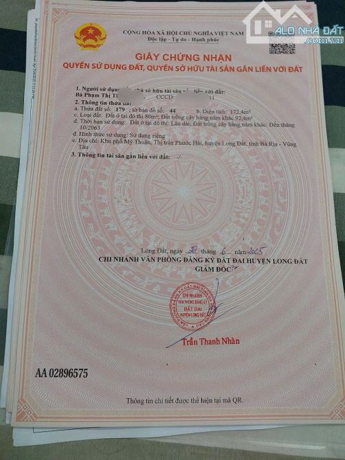 Mở bán 10 lô F0 sẵn sổ khu vực ven Biển Phước Hải - Đối diện Ủy Ban xã Phước Hải ,TP HCM - 5