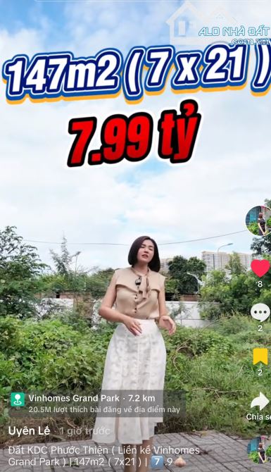 BÁN ĐẤT KHU DÂN CƯ PHƯỚC THIỆN 140M2(7m*20M) 7.85TỶ | QUÂN 9 | VIÊW CÔNG VIÊN