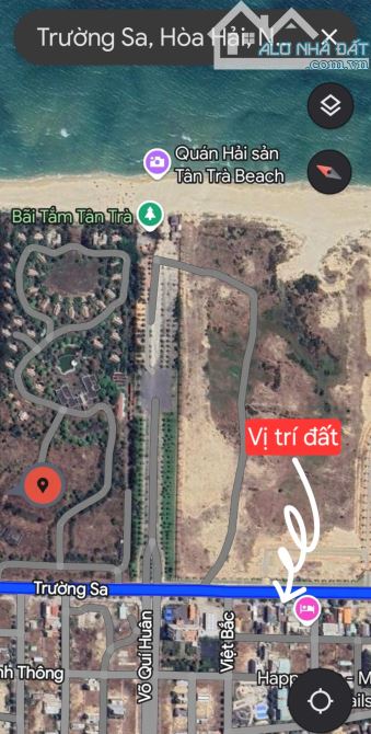 Bán lô đất đường Trường Sa, cách bãi tắm Tân trà 300m, hòa hải, NHS.   DT 100m²(5x20m), hư