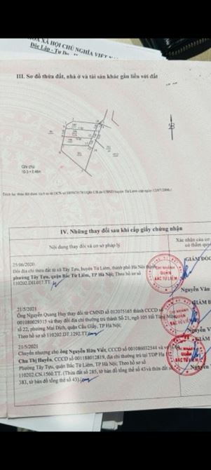 Bán đất Đại Cát, Liên Mạc, Bắc Từ Liêm, 46.8m2, mặt tiền 3.5m, giá 4.4 tỷ - 1