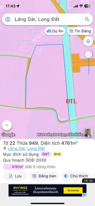 Chủ Gửi Bán Lô Đất Mặt Tiền Đường Bê Tông 5m Cách Đường nhựa 100m Đất Thuộc Xã Láng Dài - 5