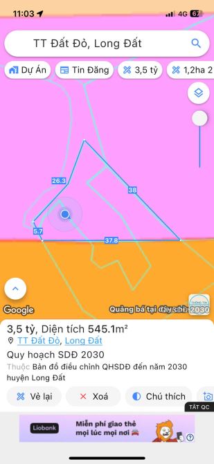 Bán 38m đất mặt tiền đường tránh Ql55 Xã Đất Đỏ , TP HCM ,BRVT giá chỉ 3,5 tỷ - 7