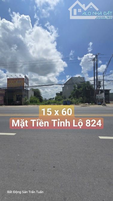 Mặt Tiền Tỉnh Lộ 824 kề bên Cầu Lớn Hóc Môn,.15x60 ful thổ cư,XD tự do