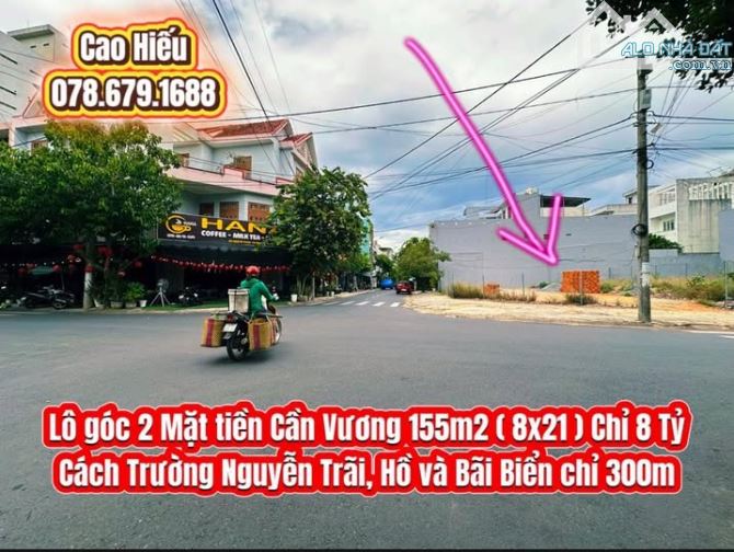💥Lô góc 2 Mặt tiền Cần Vương 155m2 ( 8x21 ) Chỉ 8 Tỷ. Trung tâm thành Phố Tuy Hoà