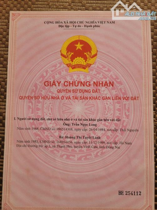 Bán lô đất sổ riêng thạnh phú vĩnh cửu - 1