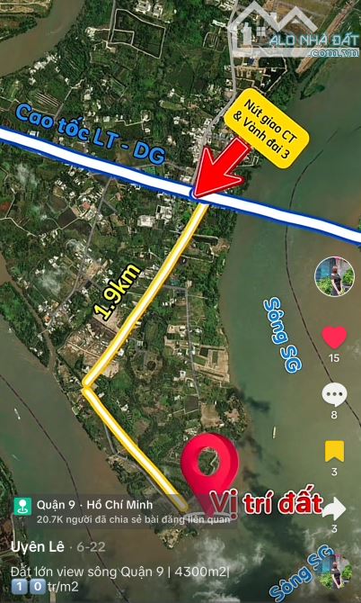BÁN ĐẤT VIEW SÔNG SG | 4300M2 ( 80*55m ) | 43TỶ | SỔ HỒNG ĐẤT ĐẸP. - 9