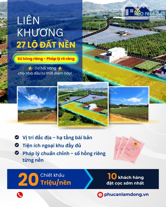 Bán nhanh lô đất Liên Hiệp Đức Trọng giá chỉ 8,6 triệu/m2 gân sân bay Lien Khương Lâm Đồng
