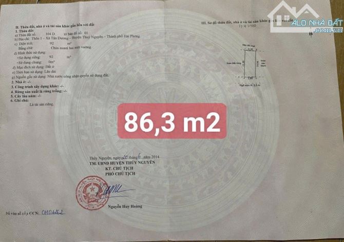 Chính chủ gử.i bá.n lô đất đẹp mướt mơ tại phường Thuỷ Nguyên  (  thuộc địa phận Tân dương - 3