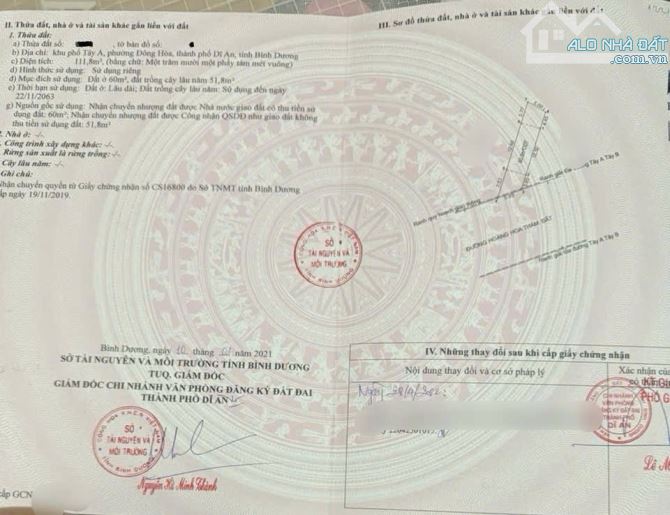 Đất mặt tiền kinh doanh gần BigC GO Dĩ An, phường Đông Hòa, TP Dĩ An. 6,2 tỷ - 4