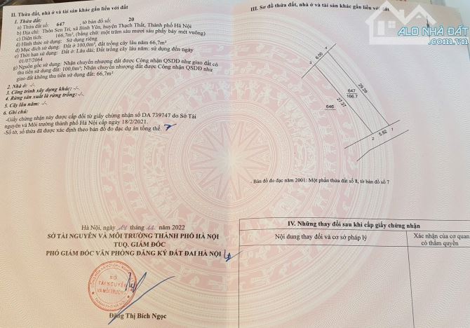 Bán lô đất 166,7m2 rẻ hơn xung quanh vài giá tại Sen Trì, Bình Yên, Hà Nội