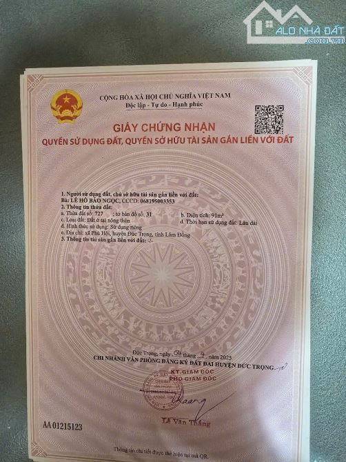 Bán Nhanh Lô Đất Gần Sân Bây Liên Khương - Sổ Riêng - Giá Chỉ Hơn 1 Tỷ
