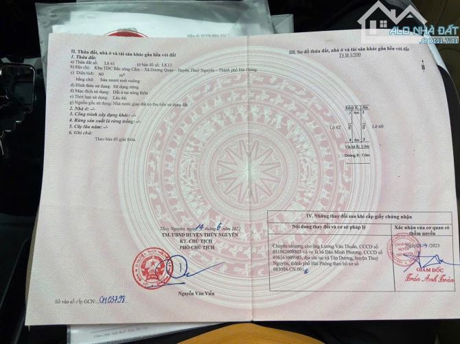 Bán 2 lô Lk13 hướng Nam vị trí đẹp nhất không 1 lỗi trước sau khu TDC Áp Tràn, Dương Quan