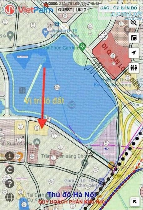 Bán đất cự khối mặt đường 40m , dt 35m² , mt 4,7m phân lô vỉa hè kinh doanh giá 10,9 tỷ TL - 1