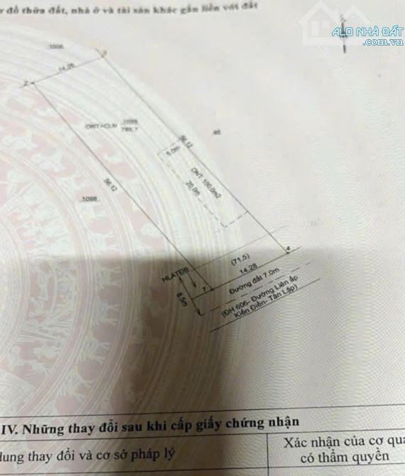 BÁN ĐẤT MT DH606, P.AN ĐIỀN, TP.BẾN CÁT, DT:14x56, TC100M2, SHR, GIÁ 3,2 TỶ - 2