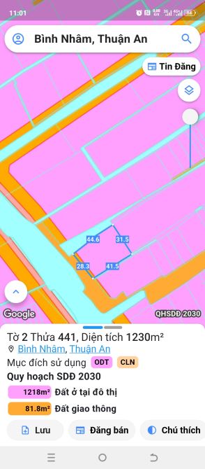Bán 1.230m2 đất, có 140m2 thổ cư ở đừơng Bình Nhâm 19, Thuận An, BD.  Giá 17 tỷ - 2