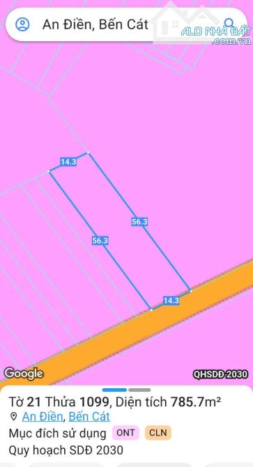 BÁN ĐẤT MT DH606, P.AN ĐIỀN, TP.BẾN CÁT, DT:14x56, TC100M2, SHR, GIÁ 3,2 TỶ - 3