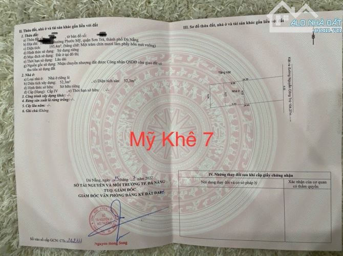 🌷BÁN LÔ ĐẤT CÓ 1-0-2 MẶT TIỀN ĐƯỜNG MỸ KHÊ 7 – VỊ TRÍ ĐẸP, GIÁ TỐT, DT 195M2, NGANG 8 M - 3