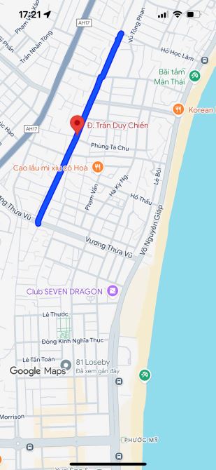 Bán đất mặt tiền đường (10m5) Trần Duy Chiến – Gần Vương Thừa Vũ. DT 114m2, giá 13 tỷ 3 tl