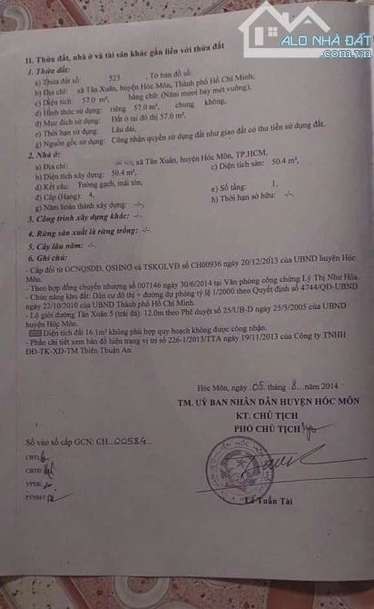 Chủ Ngộp Bán Vội Căn nhà ở Tân Xuân Hóc Môn 57m2 Sổ Hồng Riêng 730triệu Bao Phí Thuế - 1