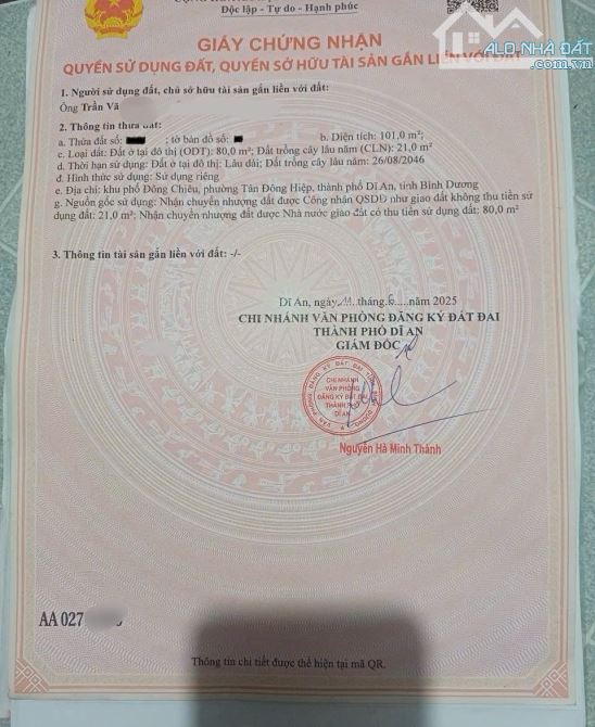 Đất gần ngã 3 Cây Điệp, phường Tân Đông Hiệp, TP Dĩ An. 3,8 tỷ - 4