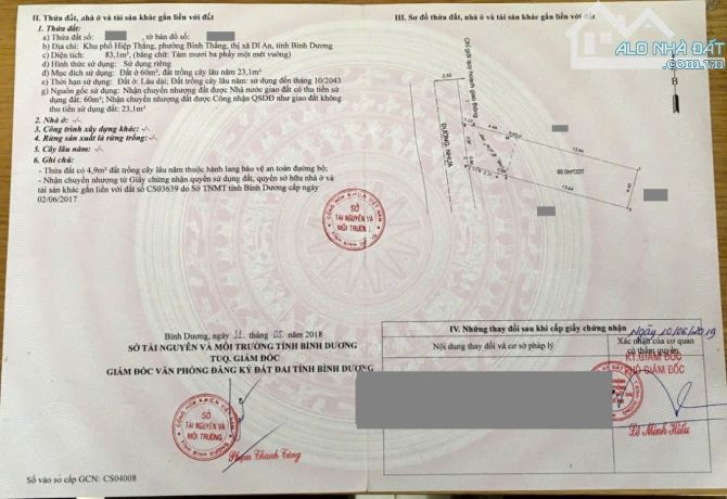 Đất gần làng đại học quốc gia, phường Bình Thắng, TP Dĩ An. 3,3 tỷ - 4