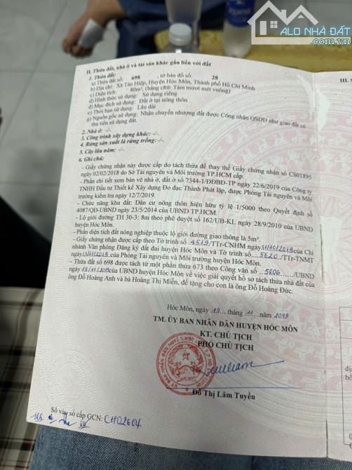 BÁN GẤP LÔ ĐẤT SHR 1/TÂN HIỆP 30 ,TÂN HIỆP,HÓC MÔN NAY LÀ XÃ HÓC MÔN - 7