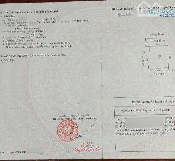 Lô góc đường thông 6m, tuyến 2 Quốc Lộ 5 Lương Quán, Nam Sơn giá 2,x tỷ - 100m2