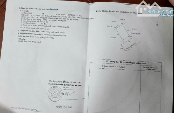 Đất mặt tiền PHẠM NGỌC THẠCH 28m - BẮC NHA TRANG - 450mv ngang 15m - Sổ hồng xây tự do