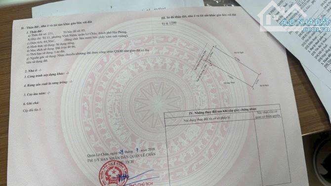 Chuyển nhượng lô đất Thiên Lôi Chợ Đôn, An Biên, Hải Phòng