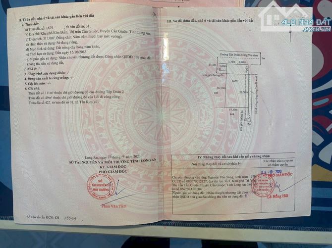CẦN BÁN LÔ ĐẤT THỔ VƯỜN 517m2  MẶT TIỀN ĐƯỜNG TẬP ĐOÀN 2 THỊ TRẤN CẦN GIUỘC  LONG AN - 2