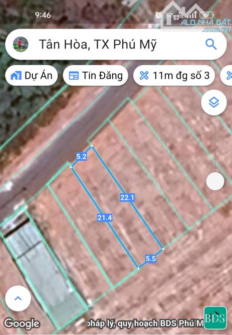 Bán đất 1 sẹt ql51 hẻm nhựa tân hoà - phú mỹ, dt 114m² - 2