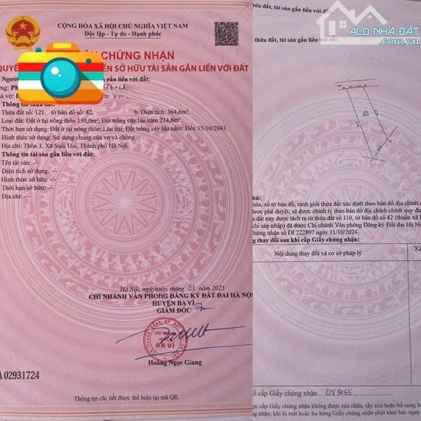 1,4 tỷ sở hữu 364m2 siêu phẩm đất ở xã Suối Hai, Ba Vì, View núi cánh đồng thoáng đẹp - 2