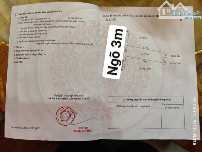 Bán đất ngõ 172 Cát Linh – Tràng Cát diện tích 71,2m2 ngõ rộng 3m thẳng tắp oto vào. - 2