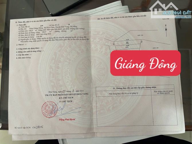 Chủ Cần Tiền Bán 146m2 (5x33) Giáng Đông, Hoà Châu, Nay Hoà Xuân giá tốt 16xx - 3