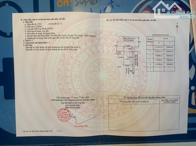 CẦN BÁN LÔ ĐẤT THỔ VƯỜN 517m2  MẶT TIỀN ĐƯỜNG TẬP ĐOÀN 2 THỊ TRẤN CẦN GIUỘC  LONG AN - 3
