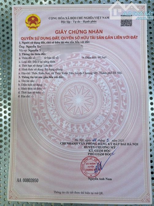 BÁN LÔ ĐẤT ĐẸP – THÔN XUÂN SEN, XÃ THỦY XUÂN TIÊN, CHƯƠNG MỸ, HÀ NỘI  📍 Vị trí: Thôn Xuân